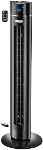 Unold 86855 Turmventilator - Schwarz, 60 W, 230 V, 3-stufige Geschwindigkeitsregelung, Lüftungsmodus, Oszillation, Ionen-Funktion, Timer