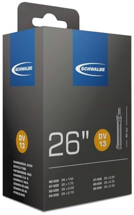 Schwalbe Unisex – Erwachsene DV 13 in Folie Schlauch, schwarz, 26x1.50-2.50
