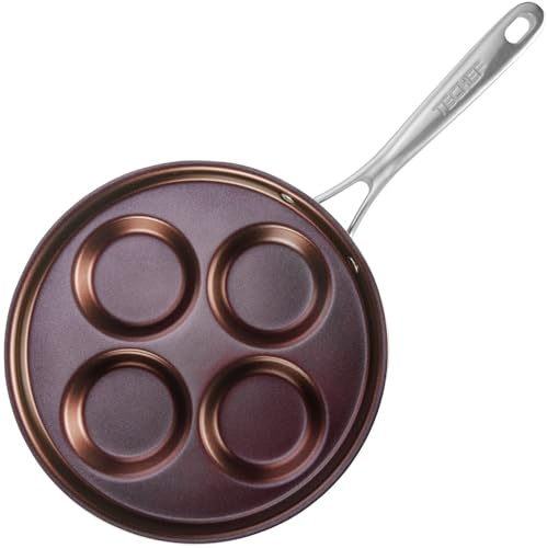 TECHEF - Egg Pan Nonstick, Aluminium Plett Pan, 4 Egg Frying Pan for Perfect Breakfast Eggs, Pancakes, Hamburgers & More, Non Toxic PFOA-Free, Easy to Clean, Made in Korea (No Induction)