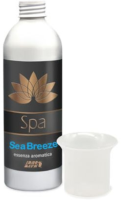 Idro Bath Sea Breeze Parfum aromatique concentré pour Spa + gobelet doseur gradué, arôme Frais de Brise de mer, pour spas et Bains à remous - 250 ML