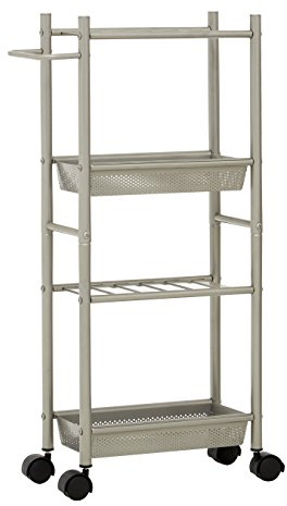 Premier 4 Tier Trolley, 2 Baskets, Brush Nickel