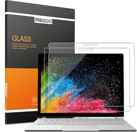 MEGOO [2 Stück] Surface Book 2 Displayschutzfolie[Gehärtetes Glas], [Ultra Clear] [Reibungslose Berührung] Kompatibel für Microsoft Surface Book - 13,5 Zoll