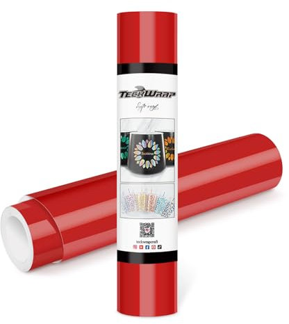 TECKWRAP Vinyle adhésif permanent 12 x 10 pi, rouge brillant