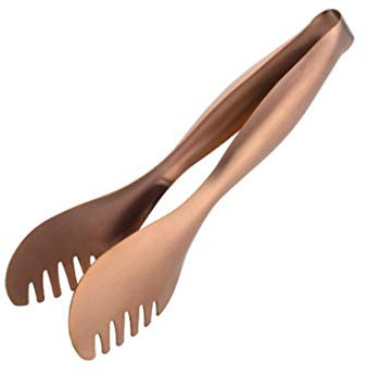 Buyer Star Bread Tongs Steak Tongs 10 inch Stainless Steel Salad Tongs Multipurpose Food Gripper Vegetable Appetizer Fruit for Barbecue Buffet Cooking Turner Serving Clamp Rose Gold