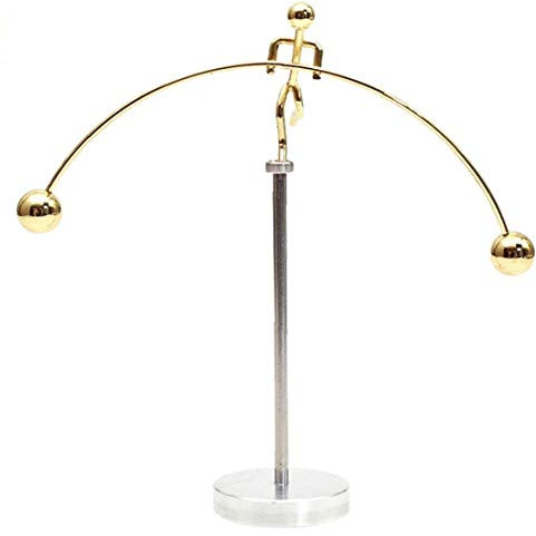 Newton Cradle Balance Ball Tumbler Swing Pendulum Lifting Villain Men Desk Toy Home Decoration Accessories(Gold)