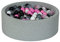 Velinda Bällebad Ballpool Kugelbad Bällchenbad Bällchenpool Kinder Pool mit 450 Bällen (Farbe der Bälle: schwarz, weiß, transparent, rosa, grau)