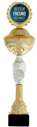 Pokal Bester Freund der Welt 38 cm hoch PVC Metall Steinsockel