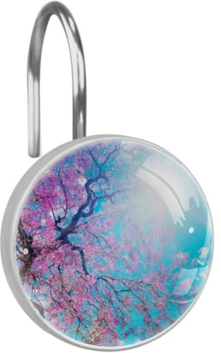 Eslifey - Ganci per Tenda da Doccia Estiva con Onde d'Acqua, 12 Pezzi, Acciaio Inossidabile, Style05, 3.7x3.7cm