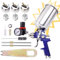 CarBole Pistola a Spruzzo HVLP con Tazza di Alluminio 1000cc e 3 Ugelli 1.4/1.7/2.5mm,Pistola per Verniciare con Regolatore di Pressione dell'aria, Utilizzata per Auto,Pareti,Mobili,Recinzioni (Blu)