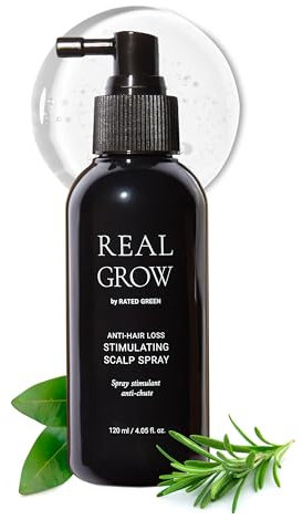 RATED GREEN REAL GROW Anti-Haarausfall-stimulierendes Kopfhautspray für Haarwachstum, koreanische Haarpflege, kaltgebrühtes Bio-Rosmarin-Wasserspray für dünner werdendes Haar, 180 ml