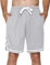 Litherday Shorts Herren Sportshorts Kurz Hosen Streifen Jogginghose Sommer Traininghose mit Taschen Elastischer Bund und Atmungsaktive Shorts zum Fitness, Running, Gym, Basketball, Hellgrau, XXL