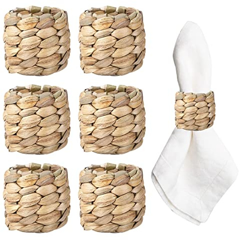 APTWOW Juego de 6 servilleteros de Jacinto de Agua, servilleteros de Granja Tejidos a Mano, servilleteros rústicos para Fiestas de cumpleaños, Bodas, Navidad, Decoraciones de Acción de Gracias