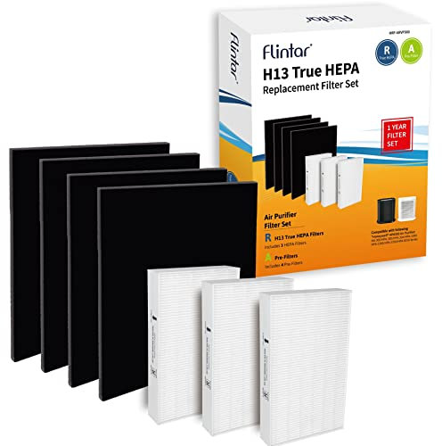 Flintar HPA300 H13 HEPA Replacement Filter A/R Combo Pack, Compatible with Honeywell Air Purifier HPA300 Series, (3) H13 True HEPA Filter R + (4) Pre-Cut Activated Carbon Pre-Filter A