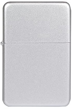 Benzinfeuerzeug American Style Classic Serie Benzin Feuerzeug robust Metall Sturmfeuerzeug Geschenk Outdoor Camping Windfest Wetterfest (Silber Satin - 1 Feuerzeug)