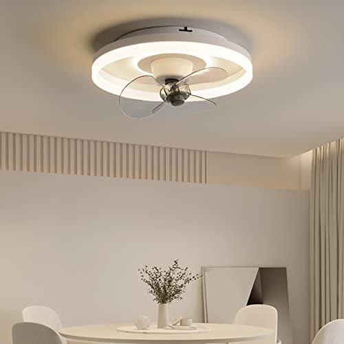 Hue Ceiling Light,Flush Mount Modern Indoor LED Dimmable Low Profile Ceiling Fans with Remote Control,Smart 3 Light Color Change and 6 speeds
