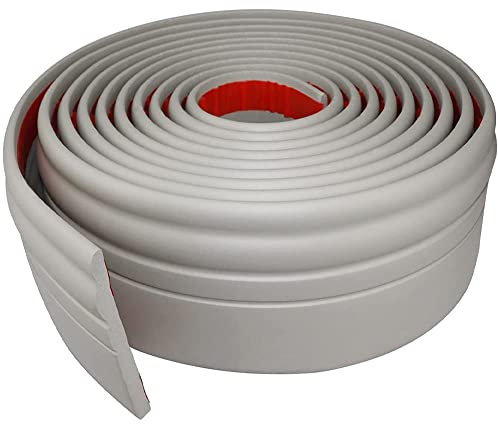 5M Foam Baseboard Skirting Border,Self Adhesive Wall Borders,Wall Trim Line 3D,Peel and Stick Molding,Wallpaper Border,Caulk Strip Stickers for Countertops,Tile Waistline Trims(Grey,9.3CM)