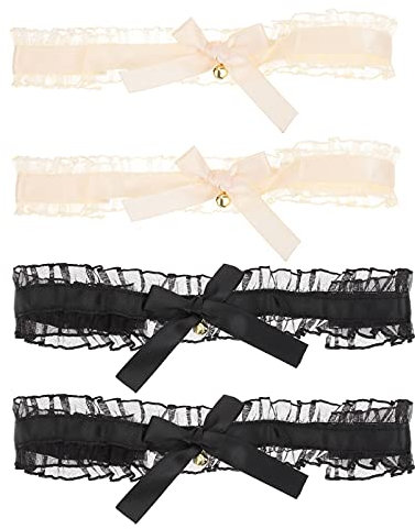 GALPADA Falbala-spitzenhalsbänder Choker Mit Schleife Frauen Halsketten Kleidungsdekor Schwarz-beige