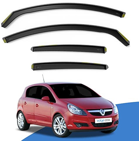EdgeVisors Wind Deflectors | Fits: Vauxhall Corsa D E (2006-2019) 5 Door Hatchback 4pc Set | In-Channel Rain Guards for Wind, Rain & Sun Protection, Easy Installation - Tinted