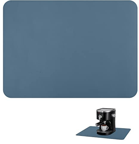 Coffee Mat, 16x24inch Rubber Coffee Maker Mat for Countertops, Absorbent Dish Drying Spill Mat Hide Stains Coffee Machine Mat Counter Protector for Kitchen Bar Accessories (Dark Blue)