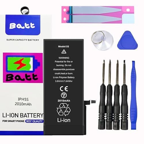 Batt® High Capacity Battery Kit for iPhones Includes All Stickers & MAGNETIC Tools (iPhone 5S)