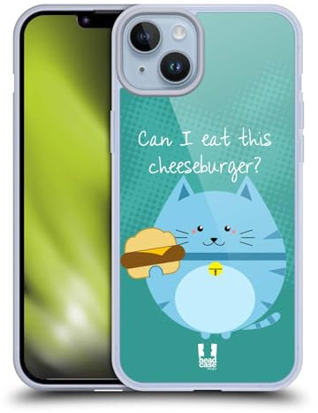 Head Case Designs Comer Hamburguesa Completa Gatos Curiosos Caso de Gel Suave Compatible con Apple iPhone 14 Plus