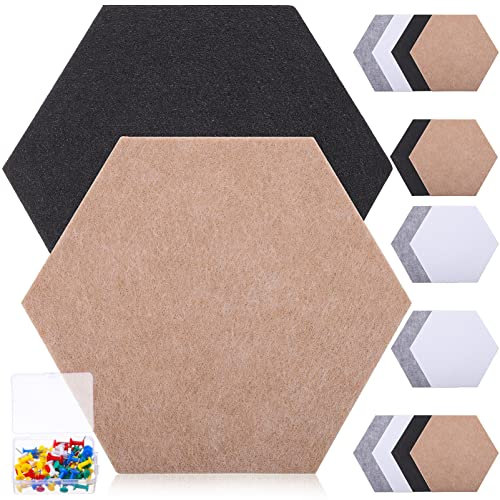MAGICLULU 16 Stück Sechseckige Filz-Memoboards Pinnwand Sechseck Filzplatte Fliesen mit 50 Mehrfarbigen Pins Sechseckige Korkplatte Selbstklebende Korkwand für das Büro Home Foto Memo