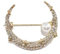 ROFARSO Broche en forme de croissant de lune en émail avec strass et perle, Acier allié, Strass cristal Fausse perle