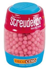 DECOCINO Essbare Perlen in Rosa (50g) – Streu-Dekor, Zucker-Streusel – matt-glänzende Zuckerperlen – perfekt zum Dekorieren von Torten, Kuchen und Cupcakes