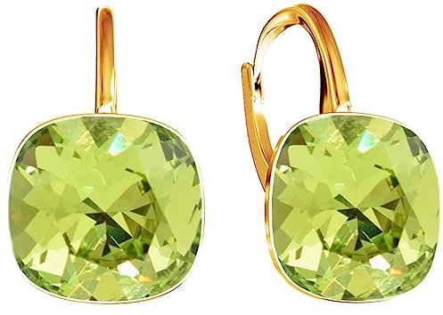 SQUARE Damen Hängend Ohrringe 925 Silber Marken Kristalle Zirkonia - 24 karat Vergoltet Schmuck für Frauen und Mädchen - Hängeohrringe Ideal für Geschenke (Citrus)