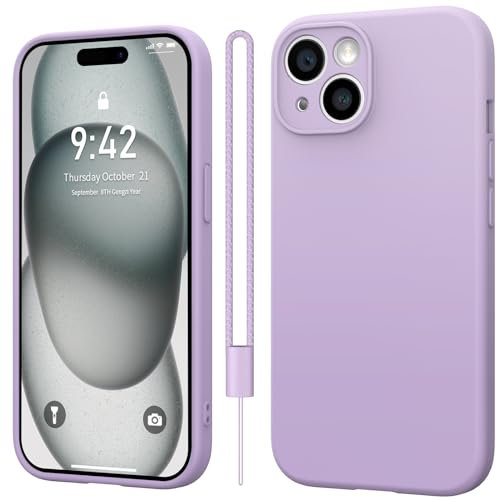 Qasyfanc Handyhülle Kompatibel mit iPhone 15 Hülle, Soft Silikon TPU Case Ultra Dünn Microfiber Kameraschutz Rundumschutz Anti-Kratzer Schutzhülle für iPhone 15 - Lila