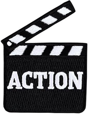 Urbanski Patch Action Film Movie Clapperboard Embroidered Iron-On Patch 6.5 x 4.8 cm | Sew or Iron On Applique Badge