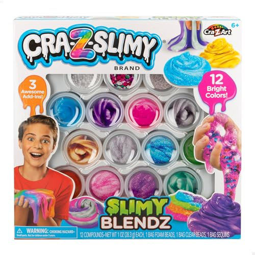 COLORBABY CRA-Z-Art, Set Slimy, Pack 12 Botes Slime Colores Brillantes, con Accesorios Decorativos, Abalorios, Glitter, Juego para moldear y Crear, Manualidades para niños, Regalo niña 6 años (47169)