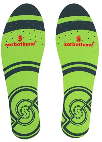 Sorbothane Single Strike Insoles, Men & Women - Heel & Arch Support UK10-11 | Nano Silver Antibacterial and Odour Control, Trim-to-Fit for Work Boots, Trainers and Everyday Footwear