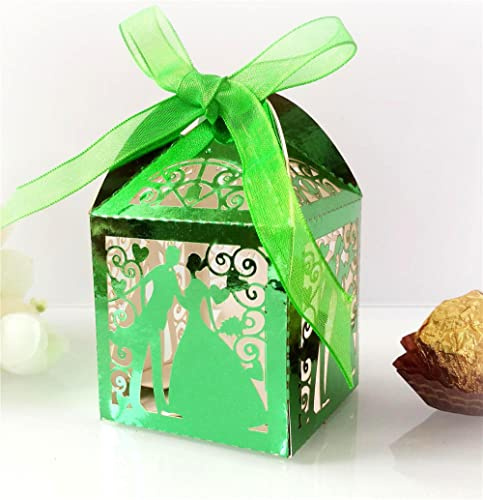 Glückliche Papier Süßigkeiten Box Hochzeitsbevorzugungsschachteln aus Papier for Süßigkeiten, Geschenkbox for Braut und Bräutigam, hohle Geschenkbox for Braut, Hochzeit, Babyparty, Weihnachtsfeier, 50