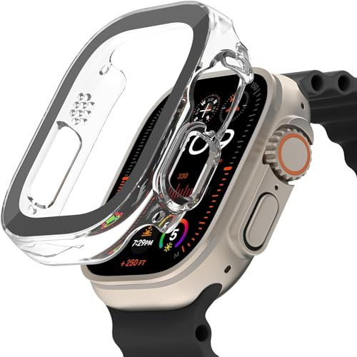 Belkin ScreenForce TemperedCurve 2 in 1 Proteggi schermo per Apple Watch Ultra, Ultra 2 con bumper protettivo - pellicola protettiva in vetro temperato, accessori per Apple Watch - Trasparente