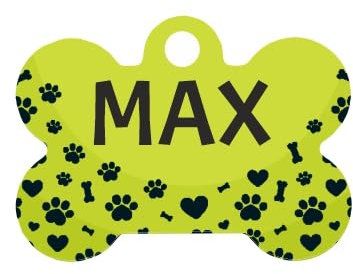 Placa de Identificación Personalizada para Mascotas, Etiquetas de ID Personalizadas para Perros y Gatos, Placa de Identificación para Perro - etiqueta (Huellas pistacho)