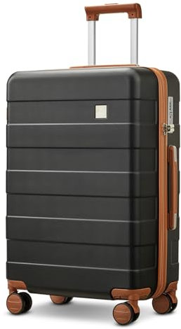 imiomo Koffer Trolley Koffer Reisekoffer von ABS Hartschalen Trolley Kofferset mit TSA Schloss und 4 Rollen Schwarz