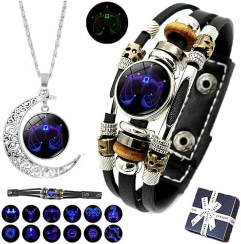 Ashopfun Spiritio Zodiac Leather Bracelet,Zodiac Signs Spirit Bracelet,Spirilet Bracelet Zodiac Manifestation,Multilayer Adjustable Zodiac Spirit Bracelet for Manifestation for Women Men (Libra)