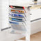 DESKORGA Porte-revues mural – Organiseur de fichiers A4 en métal – Fixation sans perçage sous bureau/à vis au mur – Rangement documents, magazines, courrier – Gris