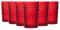 TRESV Set de 6 Vasos Colores o Transparente, Vaso de Cristal agua de 370ml, Vaso de Agua y Bebidas (Rojo 370ml)