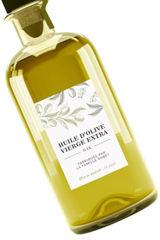 9 Étiquettes autocollantes à personnaliser pour bouteille d'huile d'olive - format 5,5x8,2 cm
