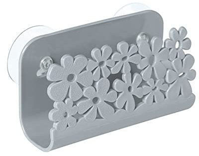 Porte-éponge à ventouse en plastique avec ventouses Accessoires de salle de bain pour cuisine et salle de bain (Gris, taille unique)