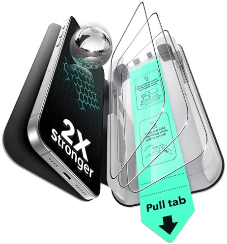 ESR Protector de Pantalla para iPhone 15 Pro, Protección Militar, Dureza 9H, Cristal Templado Cobertura Total con Bandeja UltraFit