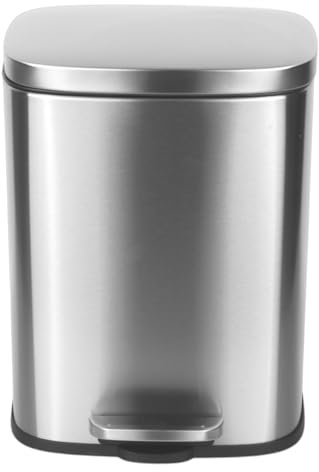 Jolie Max Stainless Steel Pedal Bin – Fingerprint-Proof Kitchen Bin with Soft-Close Lid & Steel Bar Pedal – Rectangular Brushed Steel Waste Bin for Home & Office (12L)