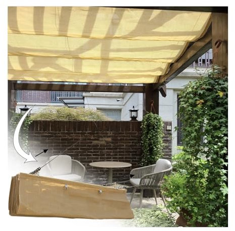 QWEASDF Retractable wave canopy pergola cover,Outdoor Retractable Pergola with Sun Shade Canopy Patio,for Garden Porch Beach Pavilion Grill Gazebo Modern Yard Grape Trellis(W2.8*L15m/W9.19*L49.21ft)
