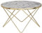 Design Couchtisch Marmor Optik Weiß Rund Ø 85 cm Gold Metall-Gestell | Großer Wohnzimmertisch | Beistelltisch