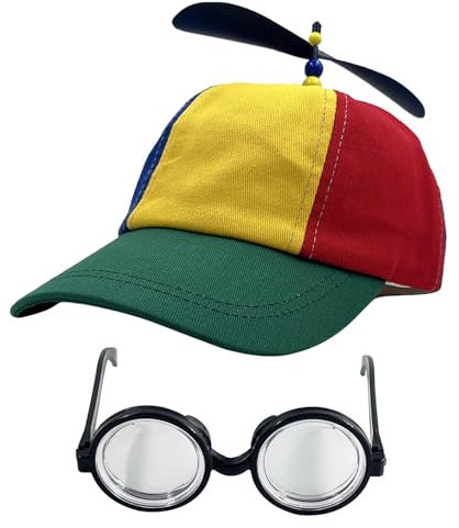 Propeller Mütze,Bunte Propeller Mütze,Hubschraubermütze Propeller Cap,Lustige Propellerkappemit Idioten Brille für Damen Herren Kinder,Baseball Cap für Karneval Partys Cosplay , Größenverstellbar