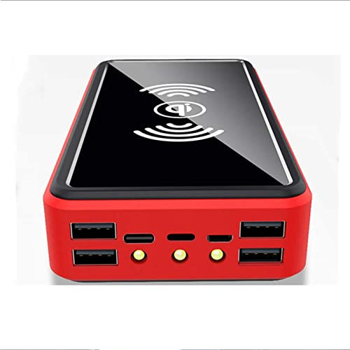 Power Bank wireless/solare/grande capacità 50000-100000 mAh/ricaricabile solare/cellulare portatile, rosso, 100000 mAh
