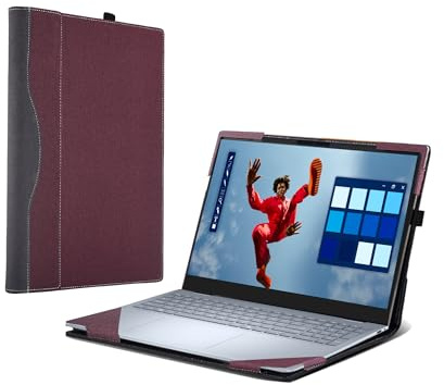 Laptop Case for Dell 16 Plus DB16250 |16 Plus 2-in-1 DB06250 [Not Other Models] All Inclusive Drop Case 16 PU Leather Protective Laptop Bag Detachable Shell (Wine red)