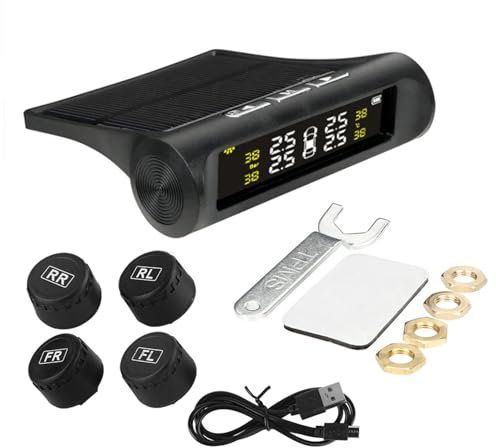 Sistema de monitoreo de presión de neumáticos Sistema de monitoreo de presión de neumáticos solares solares inalámbricos con sensores externos y modos de alarma Pantalla LCD Solar y USB Charge